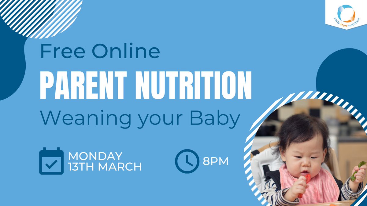 📢Our March parent webinars are now available to book!

✅Weaning Your Baby: 13th March at 8pm

✅Toddlers Meals and Snacks: 31st March at 8pm

🕐Each webinar is 45 minutes &amp; free to attend

👉Families can book their place here- bit.ly/3RnnApM 

#weaning #baby #toddler