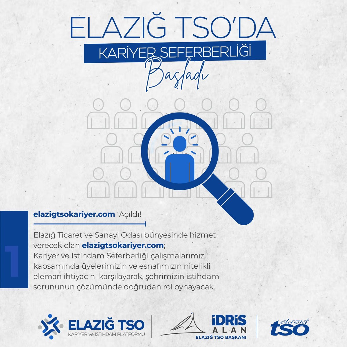 elazigtsokariyer.com Açıldı!
Elazığ Ticaret ve Sanayi Odası bünyesinde
hizmet verecek olan elazigtsokariyer.com;
(+) 

<a href="/RHisarciklioglu/">Rifat Hisarcıklıoğlu</a> <a href="/TOBBiletisim/">TOBB</a>  <a href="/ElazigOSB/">Elazığ OSB</a> <a href="/teknovaosb/">Elazığ Teknova OSB</a> @firatteknokent <a href="/MUSIADElazig/">MÜSİAD Elazığ</a> <a href="/iskurelazig/">İŞKUR Elazığ</a>