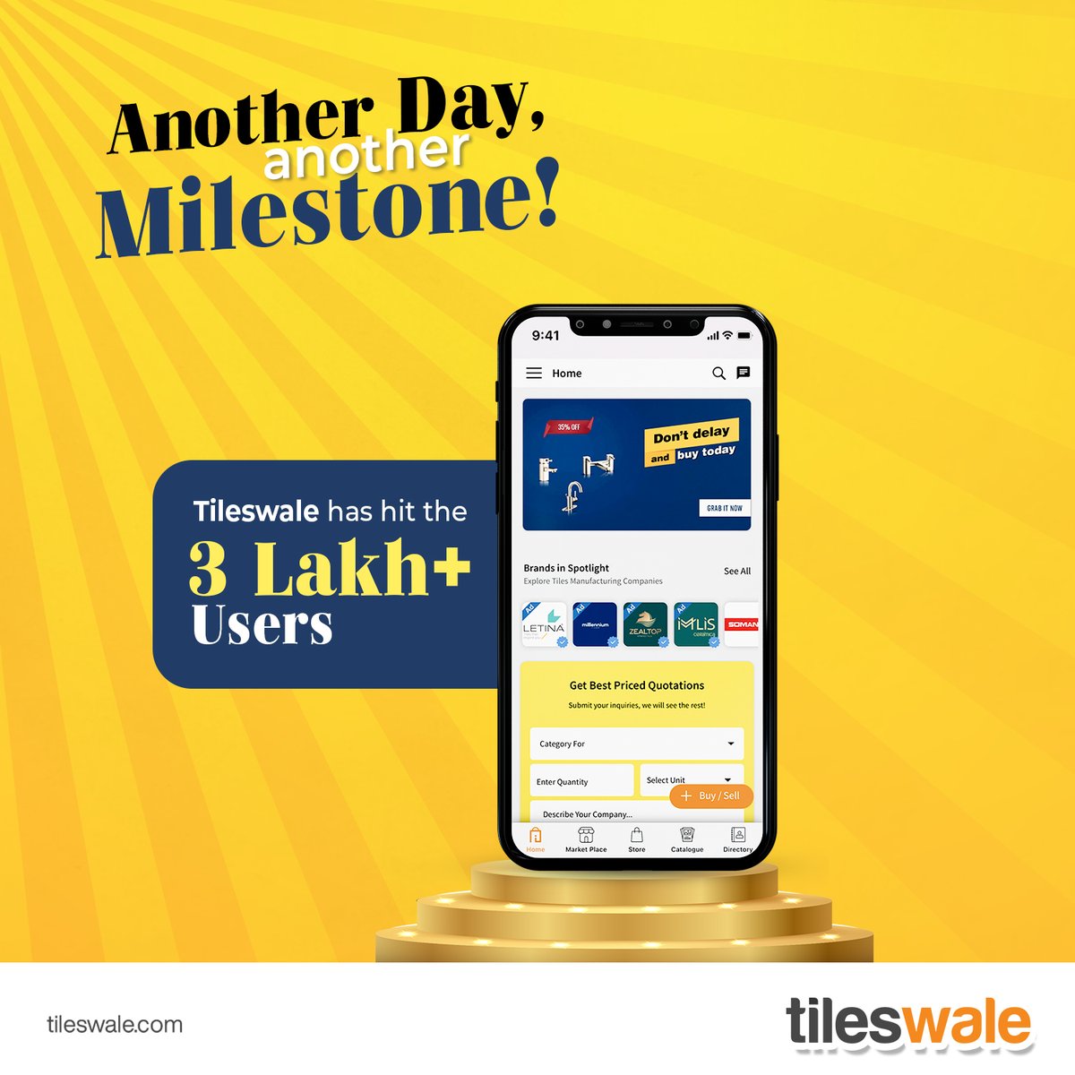 tiles_wale's tweet image. 3 lakh users and counting!🤩 We couldn&apos;t have done it without you. Your trust in Tileswale means everything to us🤗

Call us today - 𝟗𝟒𝟐𝟕𝟖 𝟎𝟒𝟎𝟎𝟔 📲

#tiles #AppUser #userexperience #userfriendly #user #bestproducts #application #5starreview #tileswale