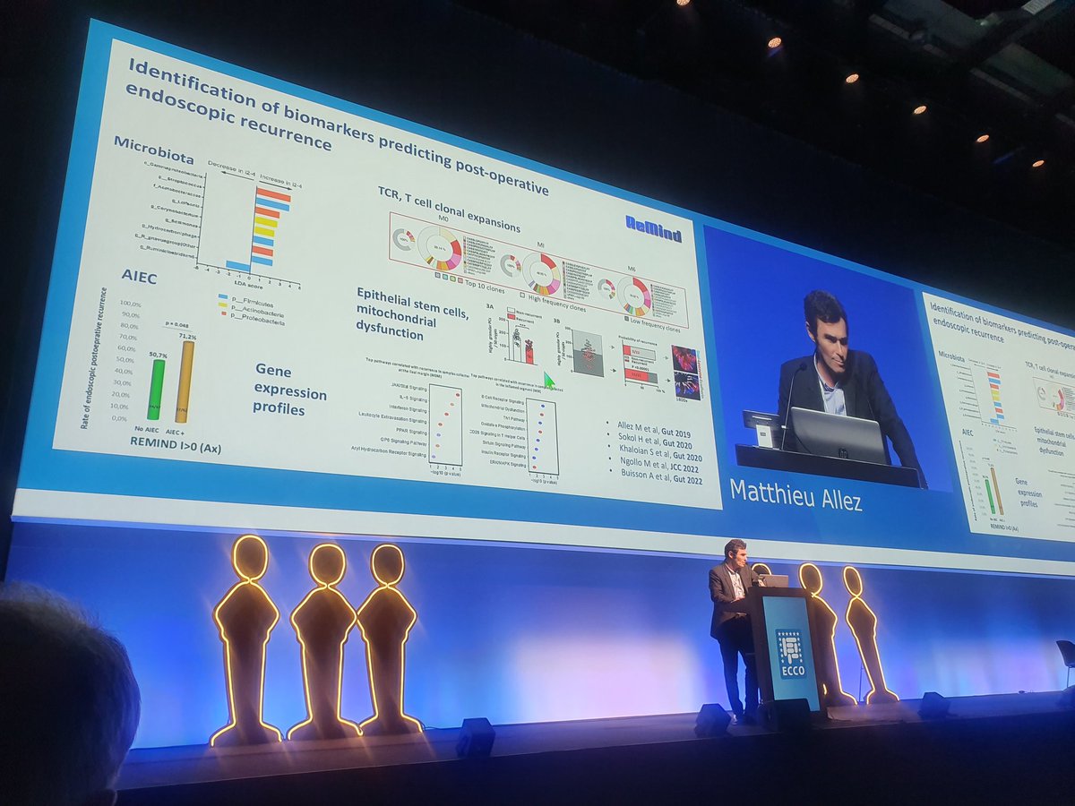 LGodny's tweet photo. Amazing talk by @MatthieuAllez! Microbiome plays a role in #CD post op recurrence.. should we use diet to modify it? #ECCC2023 @D_ECCO_IBD https://t.co/tcmAb8vAh2