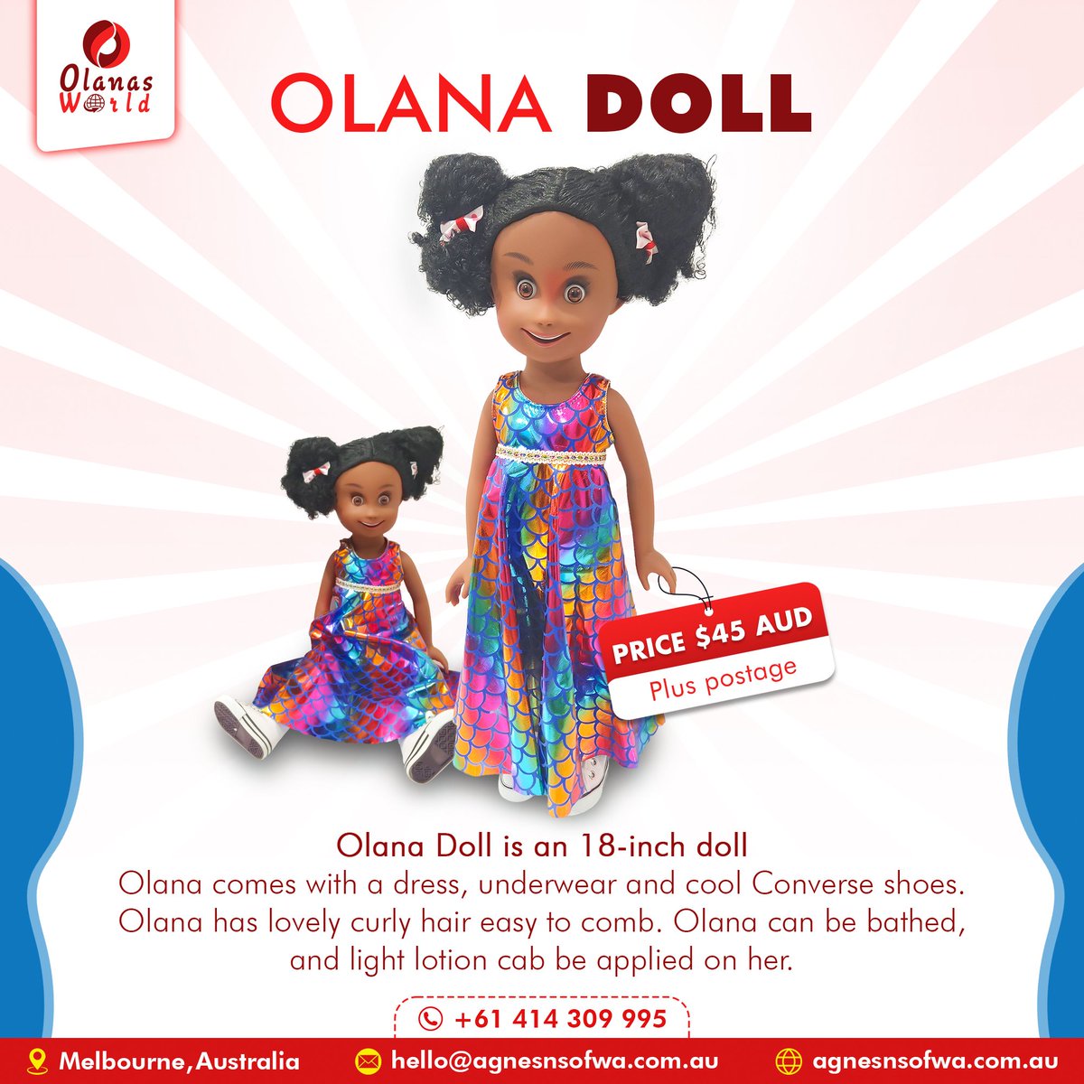 Olanas_World's tweet image. 💜Buy Olana's Sickle Cell Tales - Olana, the 18 inch baby doll.

💜Find this doll on our website: 

💜shop.agnesnsofwa.com.au

💜Or this one if you have issues on the top website 

💜agnesnsofwa.com.au/shop/

#OlanaWorld
#SickleCellDisease 
#SickleCellAwareness 
#AgnesMM