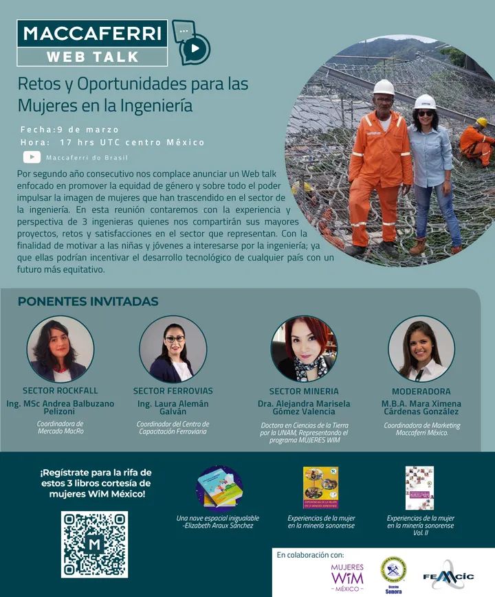 citicac's tweet image. En conmemoración del Día de la Mujer, @Maccaferri_MX  invita al próximo #Webtalk &quot;Retos y oportunidades para las mujeres en la Ingeniería&quot; en colaboración con Mujeres @WIMMEX Y @FEMCIC1 

Regístrate en el sorteo para ganar los libros:

lnkd.in/d8J-9_Cc

#DíadelaMujer
