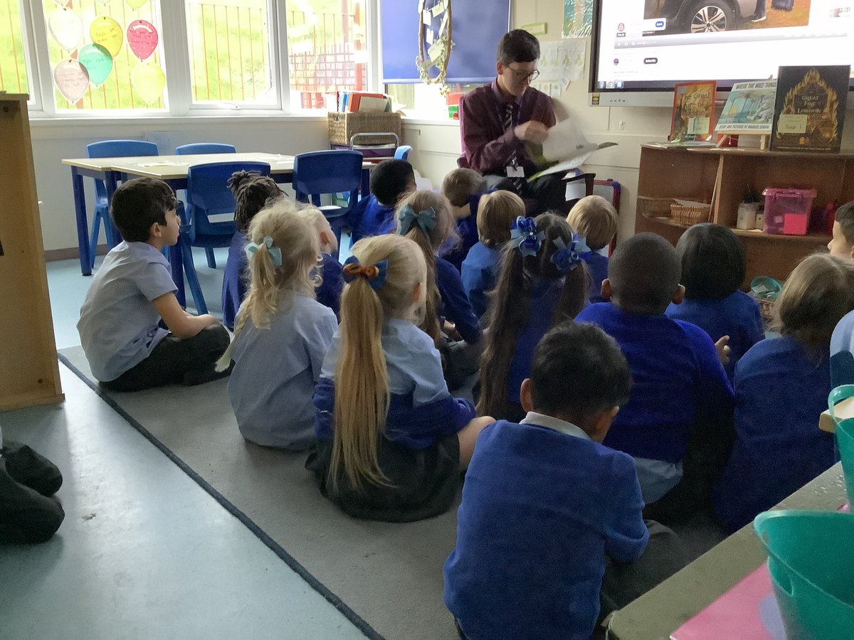 oli_year1's tweet photo. Guest teacher in Year 1 was Mr Fairclough…. He read Dave’s Cave to an enthralled audience. @DeputyOLI @margieH41 @csergeant3 @ReadingatLLP @LiteracyCounts1 @WorldBookDayUK #olipreading https://t.co/gJmwwPk0d3