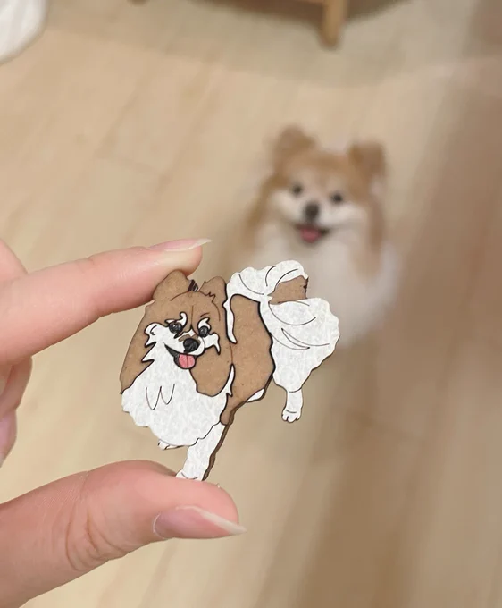 イッヌがずっと調子崩しててなかなか写真撮れなくて遅くなっちゃいましたが...!!!先日サトラボ さんの企画でうちの子のブローチ作っていただきました再現度高すぎて最初見た時超感動しちゃったありがとうございます、宝物にしてます〜!!! 
