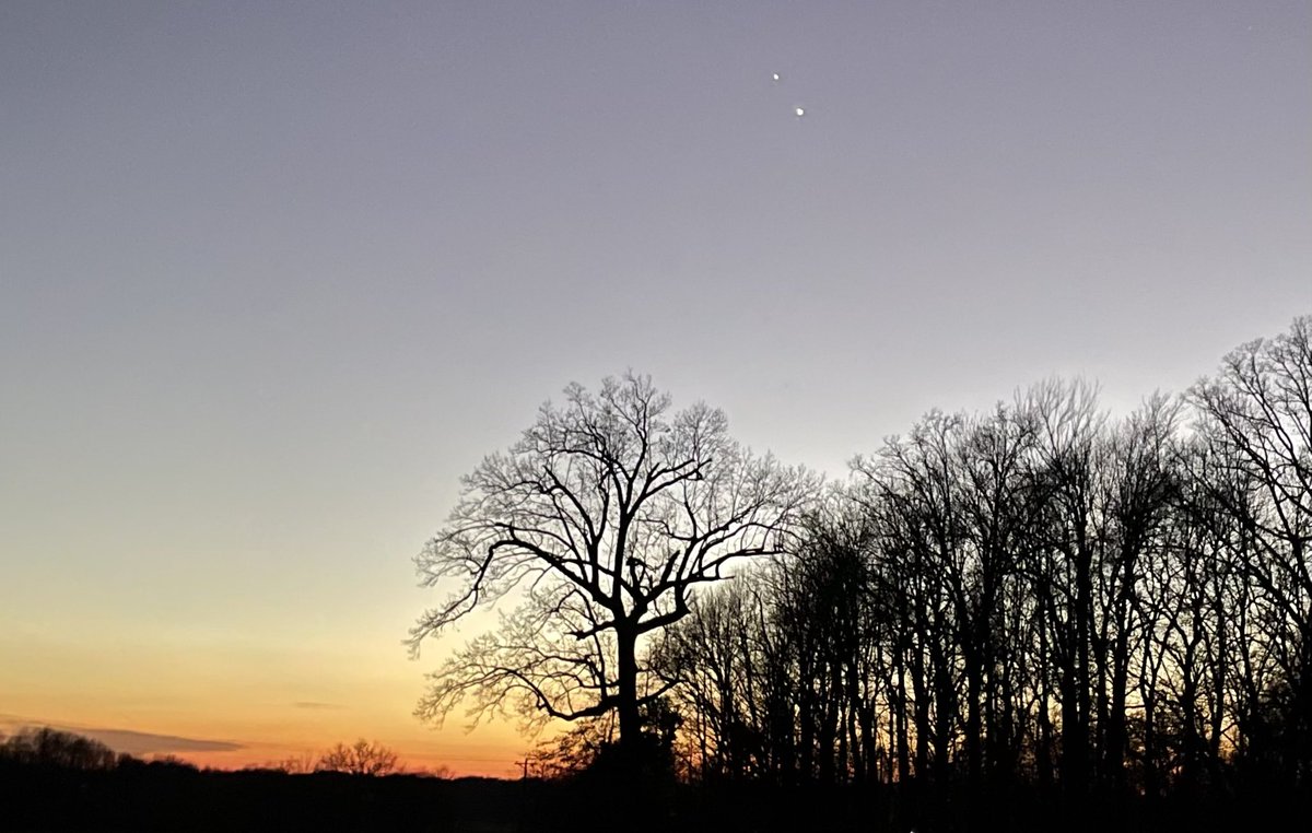 BluegrassScenes's tweet photo. Venus and Jupiter in tandem over western Kentucky, by @bugg_wayne https://t.co/X9Q71tu4qV