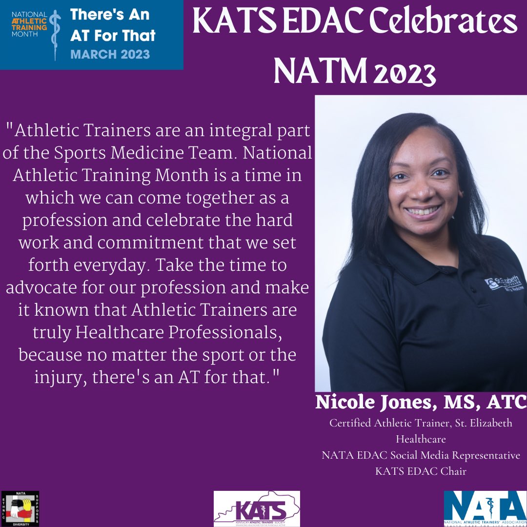 On behalf of the KATS EDAC committee, Happy National Athletic Training Month! To all of our fellow Athletic Trainers, we appreciate you! #NATM2023 #EDAC4ALL