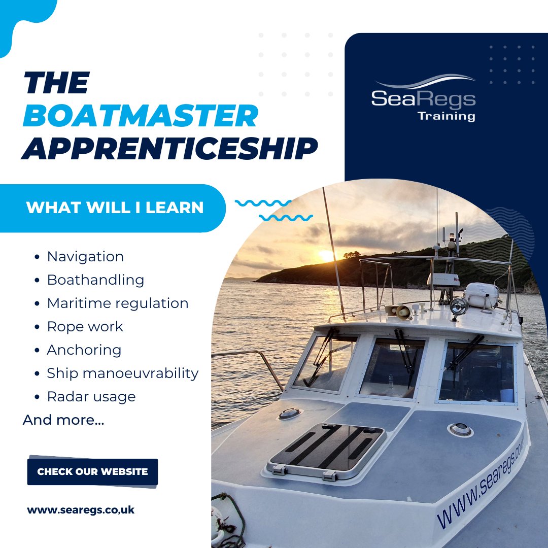 Our Boat master apprenticeship course is 24 months long and provides full training as a Boatmaster. 

searegs.co.uk/boatmaster-app…

#maritime #maritimetraining #recruitment #searegs #boats #vessels  #boatmaster #ontheriver #onthewater #marinelife