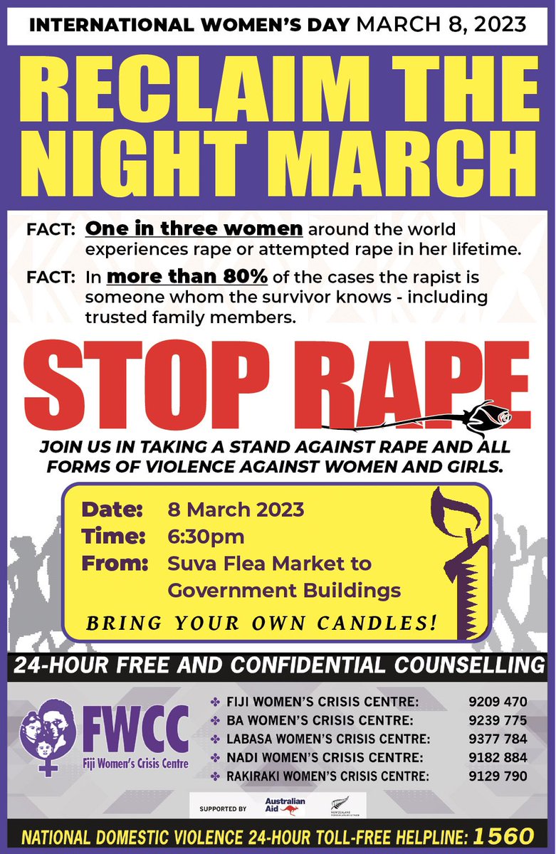 Roshikadeo's tweet photo. We will not stop until we can walk the streets day and night without being sexually harassed! A women led march to reclaim the streets. To reclaim the night. To reclaim our safety and security. Letβs do this #Fiji! βπΎ#IWD23 https://t.co/lKYlqJfU97