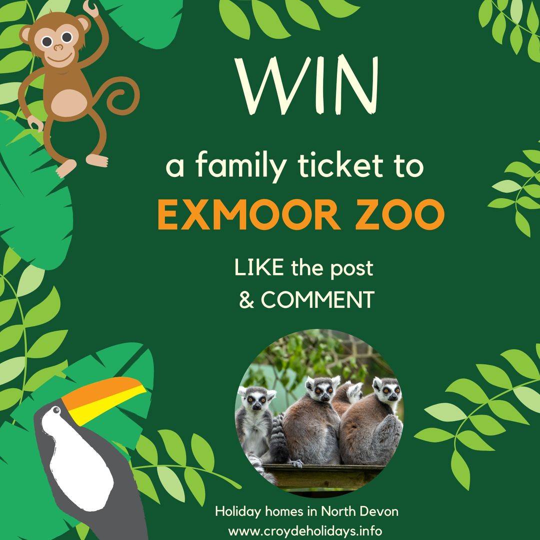 💜🐾Competition GIVEAWAY 🐾💜    
We have teamed up with Exmoor Zoo for a chance to WIN a family ticket

HOW TO ENTER
- LIKE the competition post below bit.ly/3y0V6td
- LEAVE A COMMENT

💜 GOOD LUCK ! 💜

#Competition
#northdevon #exmoorzoo #Giveaways