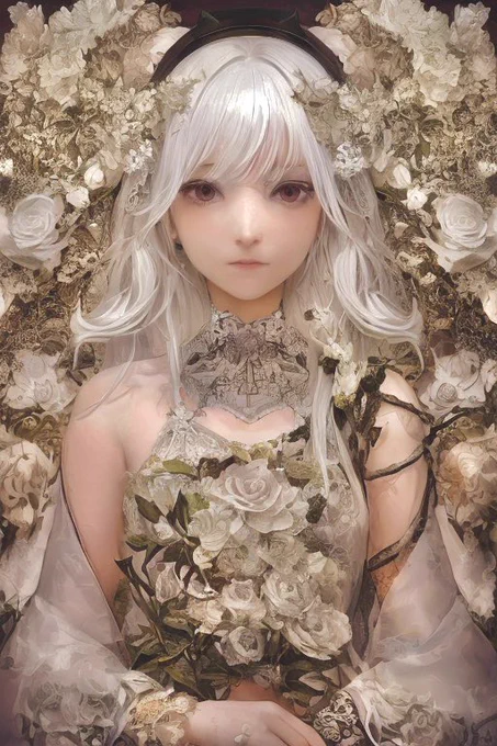 AIが描いた花と少女のイラスト 自然と人の美しさが融合した不思議な作品に仕上がりました #AIイラスト #AIart #stablediffusion 