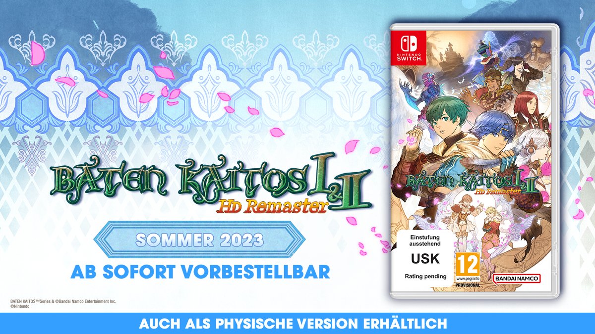 BandaiNamcoDE's tweet photo. Wusstet ihr, dass es #BatenKaitos Ⅰ & Ⅱ HD Remaster auch als physische Version geben wird? 🥳
Ihr könnt das Spiel jetzt schon #vorbestellen!
Hier erhältlich: https://t.co/lPVCVHgov0 👈 https://t.co/9oLBN4I8TE