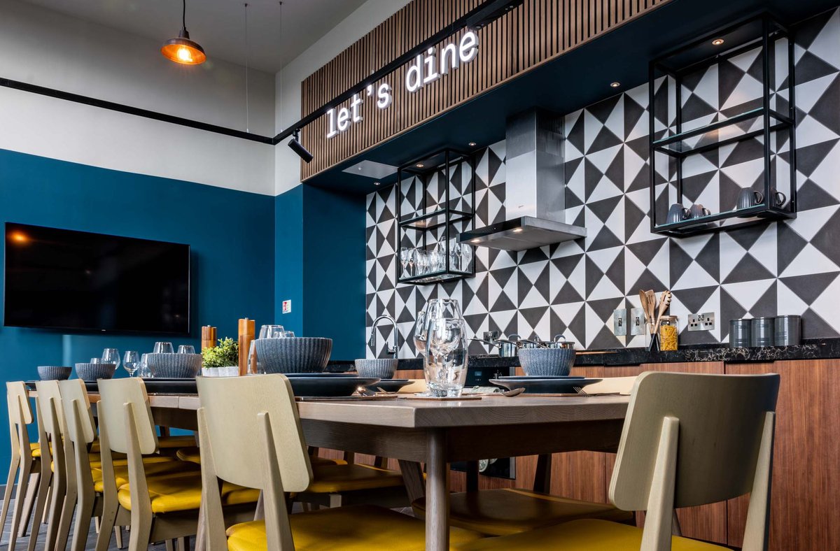 fuse_studios's tweet photo. Located at Curzon Circle, Birmingham, Compass is a new 290 bed student accommodation building. Fuse’s appointment was for the interior design of all the front of house areas including lounge, kitchen/dining, coffee lounge, games room and onsite Gym. https://t.co/9qWgjc8D70