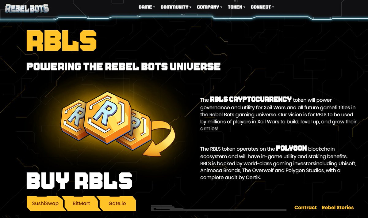 🔥NEW WEBSITE UPDATE🔥

👀You may have noticed the last few weeks we have been updating our website to make it easier to onboard new gamers and investors into the Web3 space🚀

🪙You can now check our our RBLS and XOIL token pages on our site!

Live here: rebelbots.com/rbls