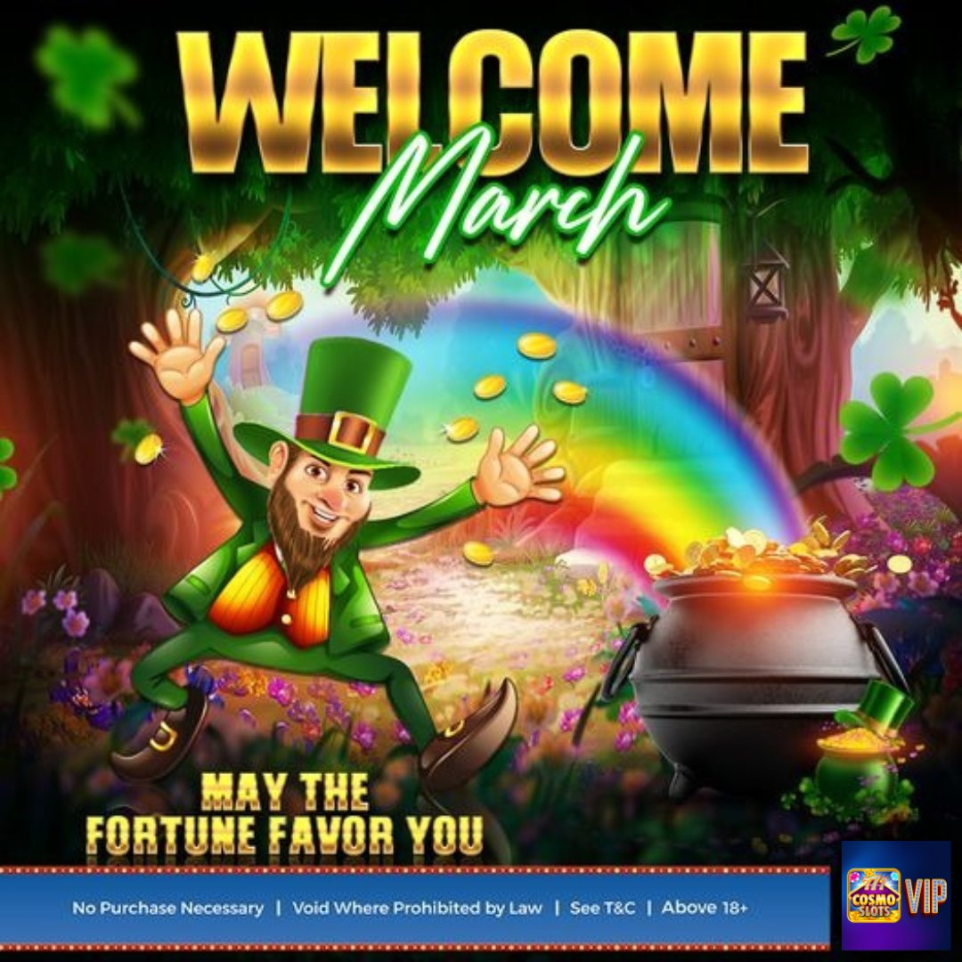 _Paras_Surya's tweet image. Welcome March by CosmoSlots VIP Online Social Casino
Marching forward to the season of Prosperity Play at CosmoSlots VIP and test your luck 🍀
#CosmoSlots #HotGames #CosmoSlotsVIP #SlotsGamesOnline #slotsmachine #OnlineCasino #SlotsGamesOnline