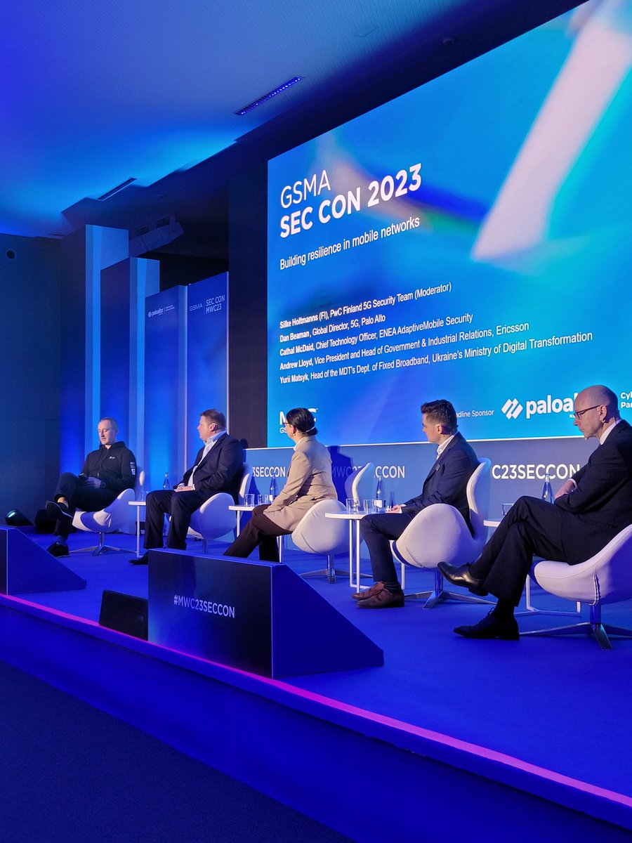 Incredible line-up at #MWC23 inaugural #SECCon including our own Cathal McDaid, to discuss the critical role of mobile networks in conflict. So called #hybridwarfare 
@adaptivemobile <a href="/EneaAB/">Enea AB</a>