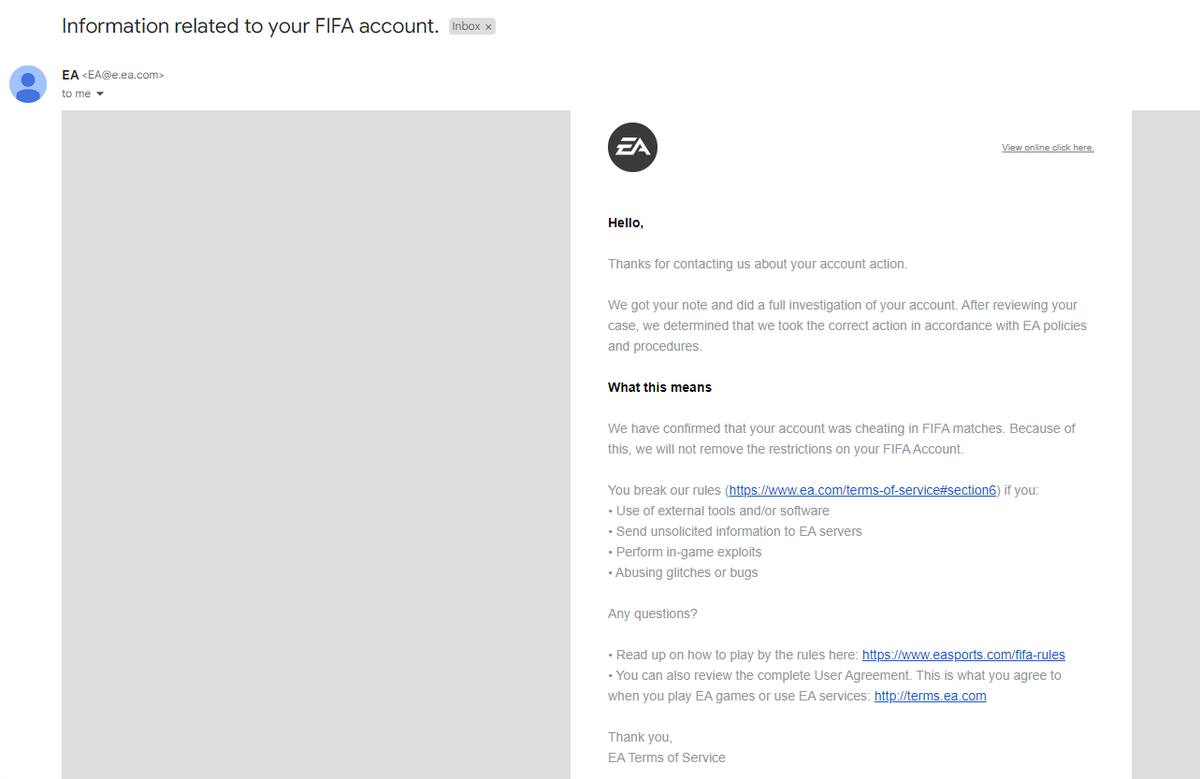 bagh1997's tweet photo. Playing FIFA FUT since 2015, , suddenly 4 days back was doing some SBCs as got kicked out of FUT following an email that I was caught cheating in multiple matches whereas I dont even know how cheating works on PC, got an email today EA not even lifting the ban, its a shame EA. https://t.co/ybbbPmrCvX