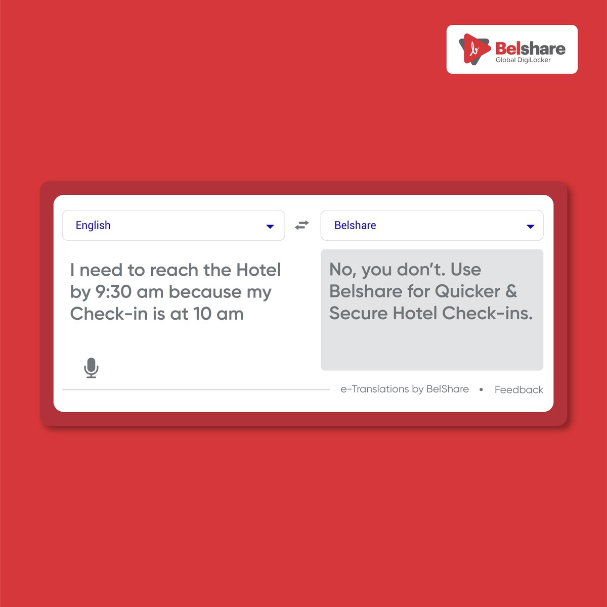 Belshare_Global's tweet photo. While Google Translate may cause some miscommunication, their intentions are pure and sincere. Belshare translates all your Check-in Delay problems into solutions.
.
Have you Downloaded the Belshare app yet?
.
#belshare #googletranslate #checkin #hotelcheckin #hotels #hospitality https://t.co/sWW9fAtGDI