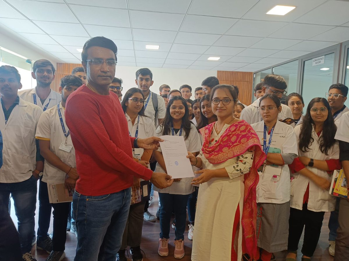 AumRlpl's tweet photo. It was nice to host B. Pharm. students from Indus University at Aum Research Labs Pvt. Ltd. Glad to contribute to academics! https://t.co/mhjBfR5y7P