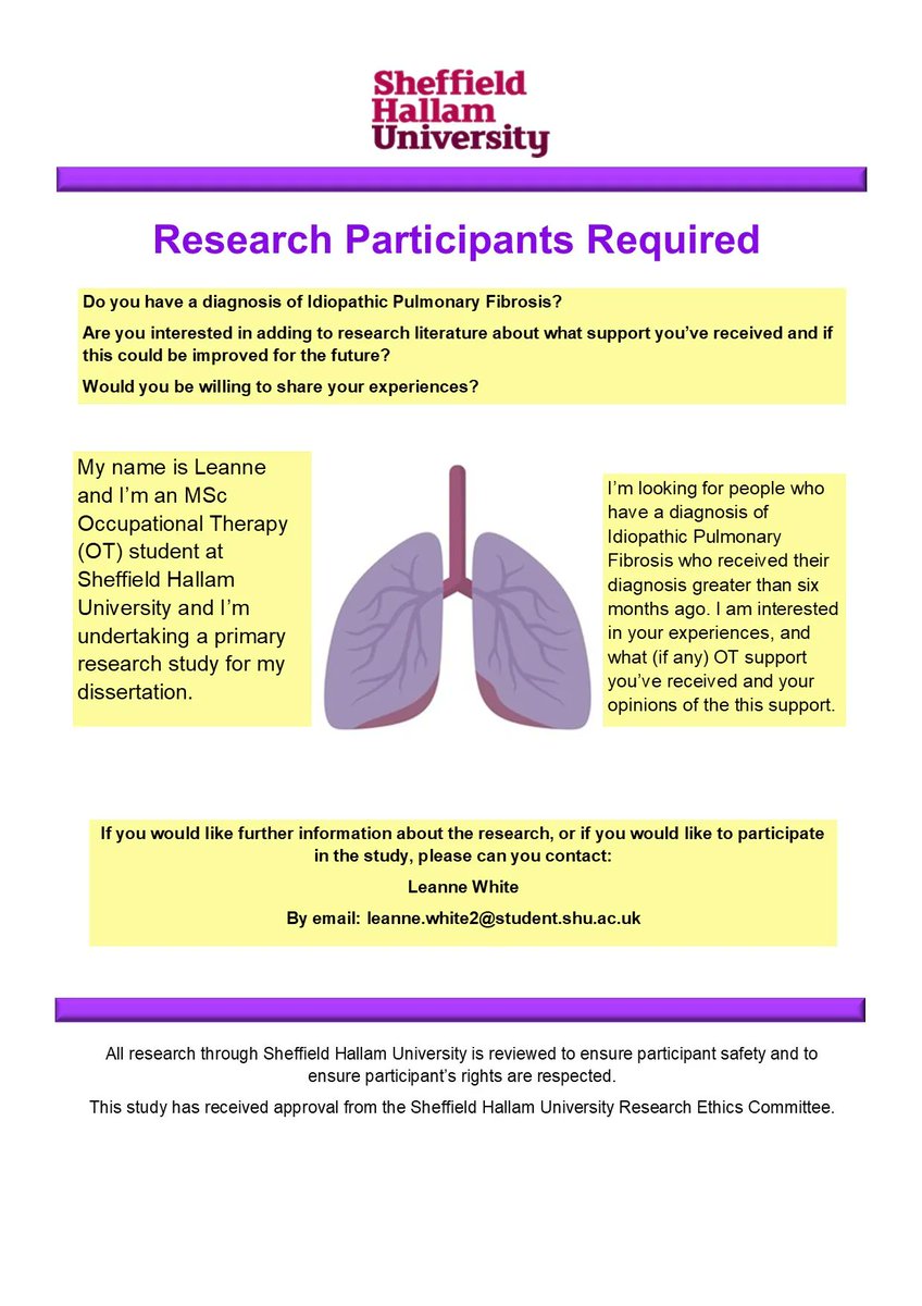 Can you help Leanne White with her dissertation project? Please get in touch using the details below. Thank you so much! 
#pulmonaryfibrosis ⠀
#ipf ⠀
#idiotpathicpulmonaryfibrosis ⠀
#lungs ⠀