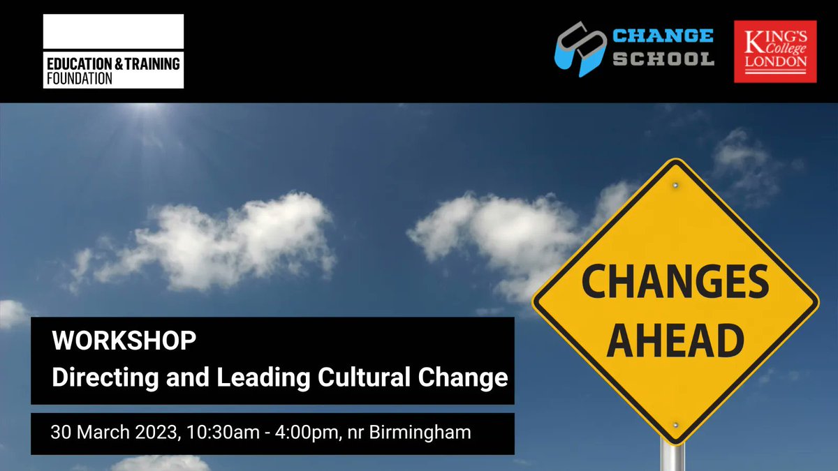 Get skills & tools for directing & leading #culture #change in the #FE sector. Understand cultural & leadership contexts & plan your roadmap for implementation at the @E_T_Foundation sponsored workshop led by us & @Kingsbschool #ETFSupportsFE #EntEd bit.ly/ETFTechWorksho…