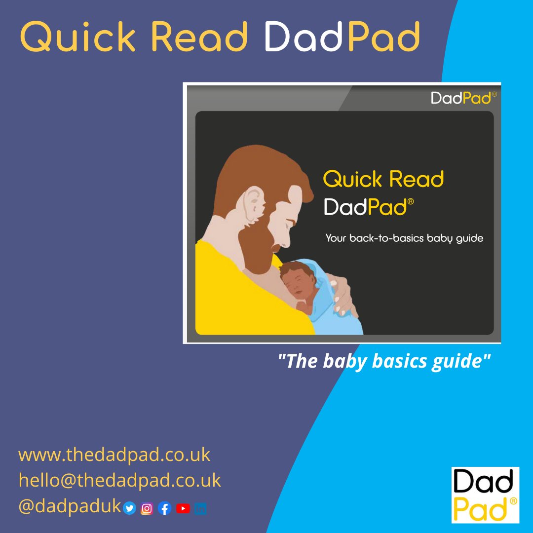 (1/2) DadPad books - 3/4
Today's book-focus, on #WorldBookDay, is our #QuickRead #DadPad. A less-wordy, more-image-heavy 'baby basics' version of our core DadPad, it's intended to make the key messages accessible to as many #newdads as possible.

#dadsmatter #youmatter #easyread