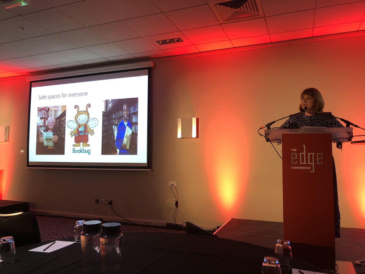 NoahLenstra's tweet photo. Kicking off #EdinEdge taking about libraries and well-being: “it makes sense to work in partnership” example of warm and welcoming spaces, gardening, early childhood and so much more! #EngagedLibraries @JeanetteCastle https://t.co/5APYYCOurh