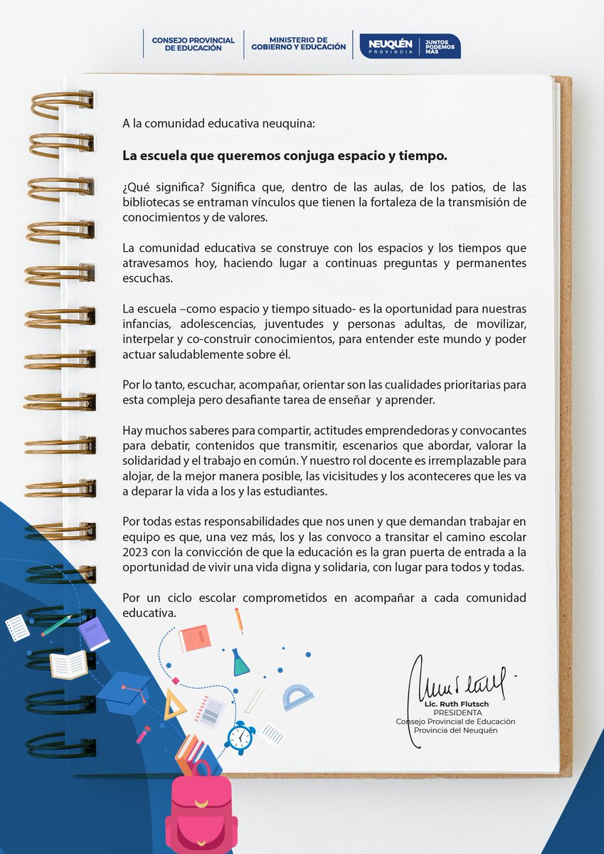 RFlutsch's tweet photo. 𝑨 𝒍𝒂 𝒄𝒐𝒎𝒖𝒏𝒊𝒅𝒂𝒅 𝒆𝒅𝒖𝒄𝒂𝒕𝒊𝒗𝒂:
Comienza un ciclo escolar 2023 con desafíos, pero también con más oportunidades, aprendizajes, fortalezas y nuevos espacios educativos, para acompañar a las y los estudiantes con una educación de calidad. https://t.co/JCn0AKglj7