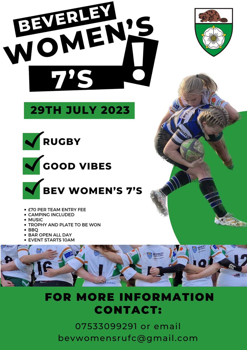 Come and join us for a great summer 7’s at Beaver Park in Beverley! #womensrugby #rugby7s #yorkshirerfu #7s #7stournament #nc3 #developmentrugby #grassroots