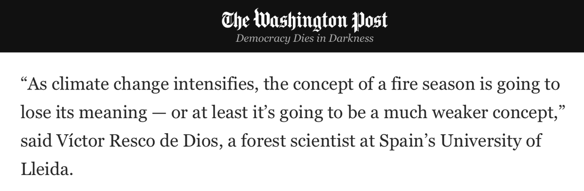MedForLab's tweet photo. Thanks to the Washington Post for featuring our 🔥 research @UdL_info @UdL_RDI @ETSEA_UdL @Agrotecnio  on changes in the fire season under global warming and on the use of "prescribed wildfires" in the winter to diminish fire hazard in the summer.

https://t.co/Fbh87T88OJ https://t.co/me5luloNXR