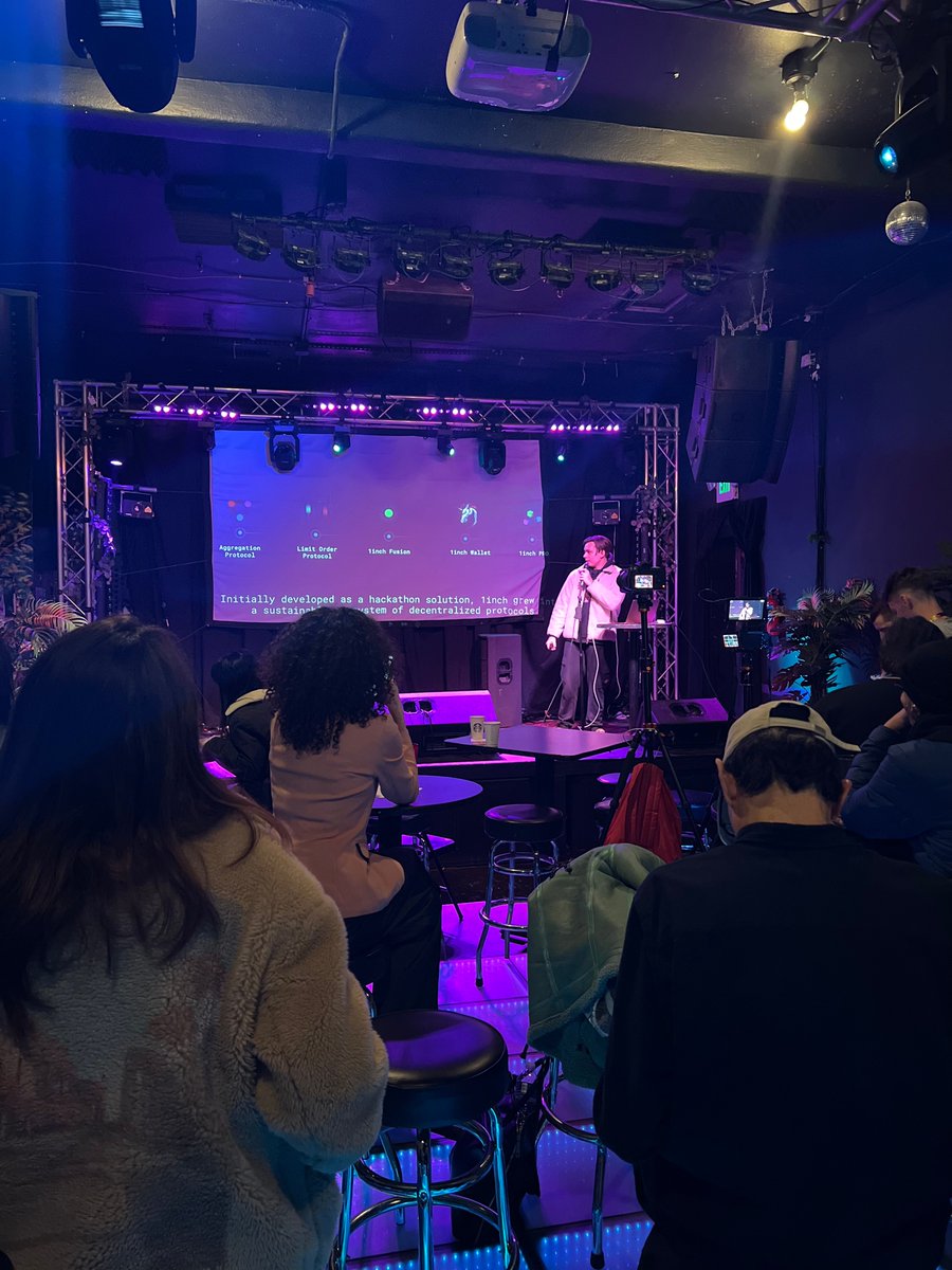 1inch's tweet image. 1/ The #1inch team are kicking it off at @EthereumDenver 🇺🇸 week!

@EnormousRage, our Backend Team Lead, just spoke at DeFi Day by @DystopiaLabs, sharing some valuable insights 💡 on the future of #DeFi and on how to implement 1inch #FusionMode.

#ETHDenver2023