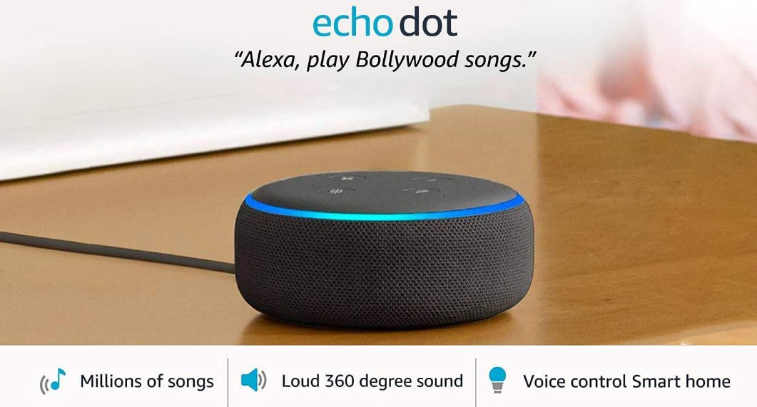 TechDocterz's tweet image. Amazon Echo Dot (3rd Gen)
- New and improved Smart Speaker with Alexa in Black color.

Purchase link -&amp;gt; cutt.ly/Z8bI6z2

Price is ₹2,449.

Retweet will be appreciated.

#Amazon #AmazonEchoDot