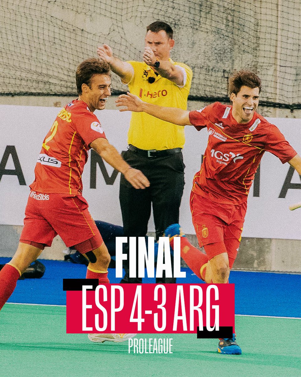 ¡Remontada y victoria en el último minuto ante Argentina! 💪💪 

🆚 ESP 4-3 ARG 
🏆 #ProLeague 

¡Qué manera de hacernos disfrutar! 🤩 

#RedSticks | #HockeyEspaña