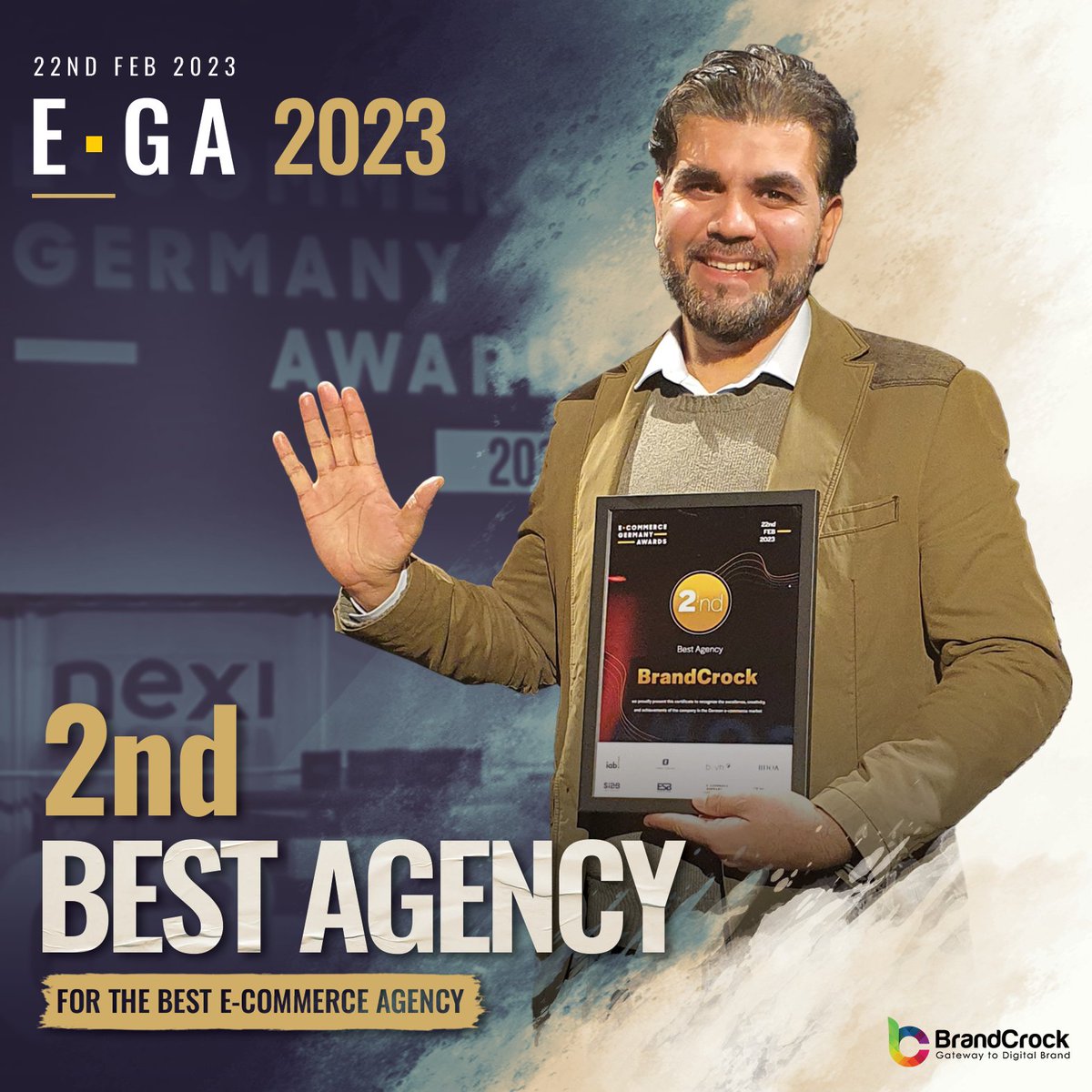 BrandCrock's tweet photo. Another milestone achieved by BrandCrock
BrandCrock win the 2nd Best Ecommerce Agency Award  2023. 
#BrandCrock  #Ecommerce #BestAgencyAward2023 #shopware #Magento https://t.co/2Efnq9JvnR