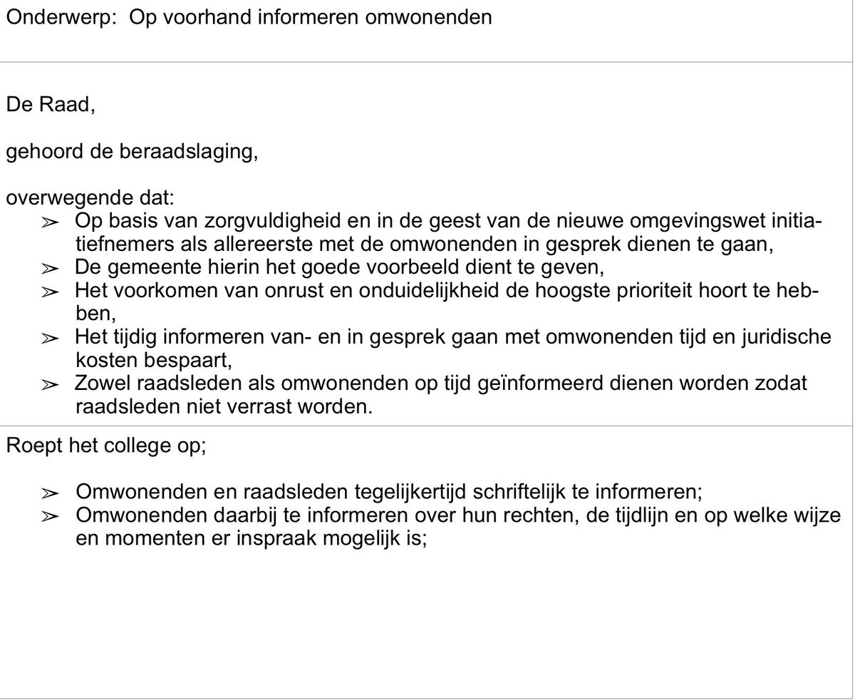 Gisteravond in de #raadsvergadering is onze motie over het op tijd informeren van omwonenden bij bouwprojecten #raadsbreed aangenomen!