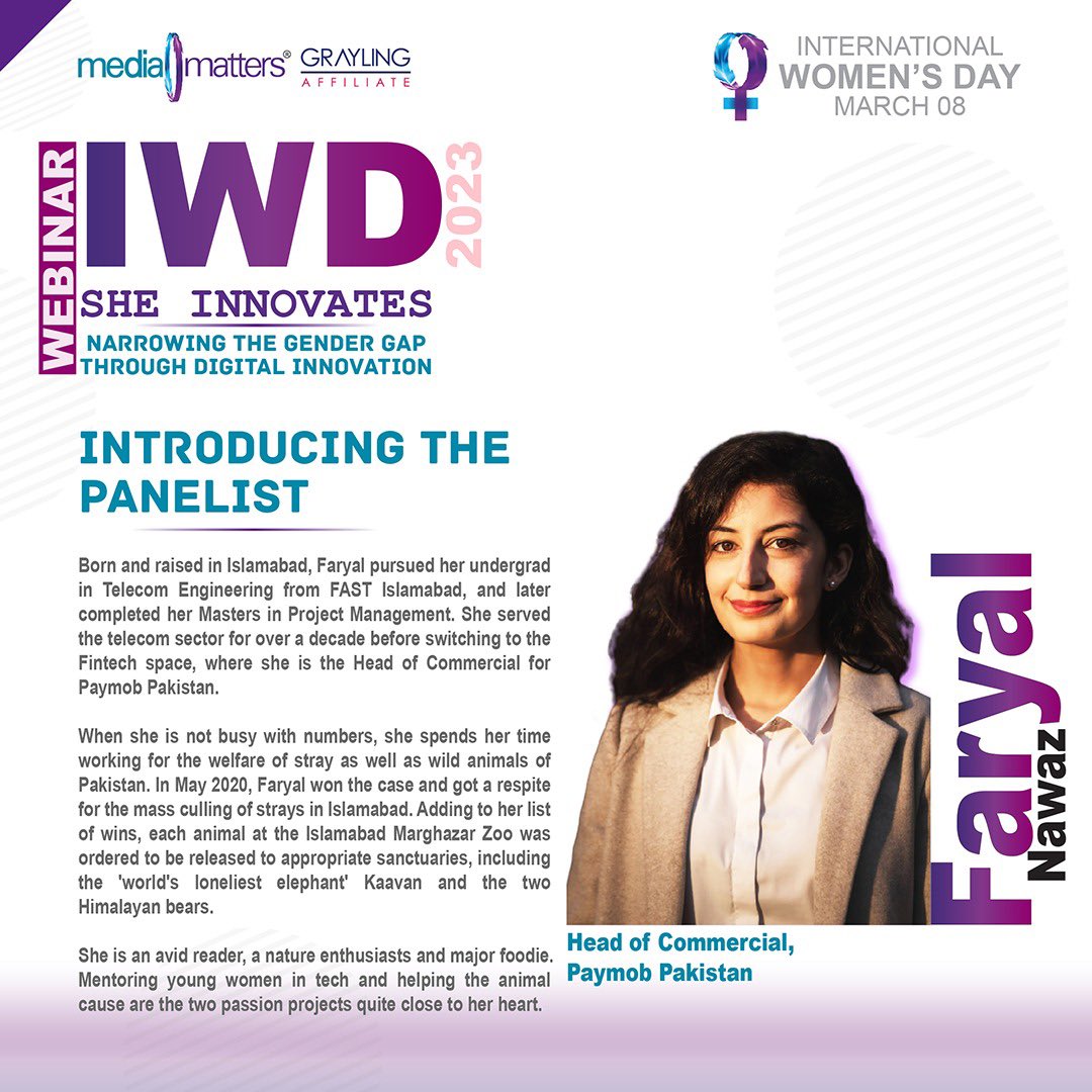 #MeetOurPanelists: Introducing Faryal Nawaz, Head of Commercial at Paymob Pakistan, who will be sharing her insights and experiences on paving the way for women in the fintech industry at our webinar for Women’s Day. #DigitAll #IWD2023 #womenempowerment
