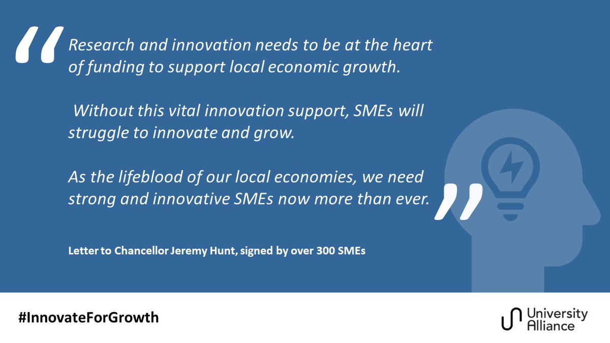 The European Regional Development Fund helps businesses like ours innovate &amp; local economies grow. We are 1 of 300+ orgs writing to <a href="/Jeremy_Hunt/">Sir Jeremy Hunt MP</a> @HMTreasury with a solution to address the loss of vital university-led projects.
unialliance.ac.uk/ERDF
#InnovateForGrowth
