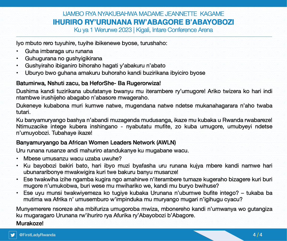 First Lady of Rwanda tweet media