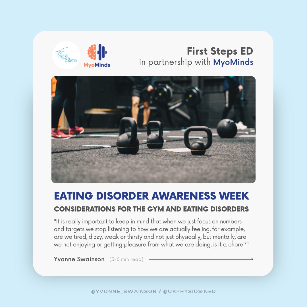 There are many considerations when looking to return to the gym or reintroduce exercise in recovery. Check out this week's blog from Yvonne ➡️ bit.ly/3ZdFCOm

@yvonne_swainson / @ukphysiosined 
#EatingDisorderAwarenessWeek #EatingDisorderRecovery #GymCulture #PTCommunity