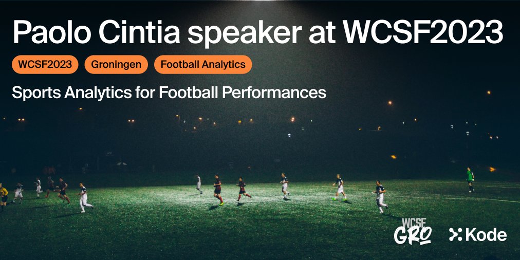 @kode_solutions is glad to announce that Paolo Cintia has been invited as #speaker at @wcsf2023 24th-26th of May, to talk about experience in #sportsanalytics. He'll explain how to optimize #soccer players' #performance and injury prevention with #ML #FootballResearch #AI