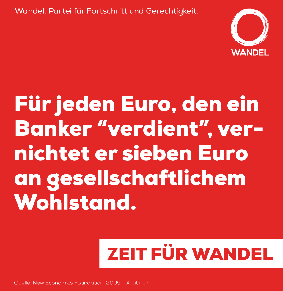 Gute Löhne für gute Arbeit.

Reden wir darüber, welche Jobs wir als Gesellschaft für wertvoll halten und welche auch ökonomisch bewiesen nur schaden. Investmentbanker oder Steueroptimierer fallen klar in die zweite Kategorie.