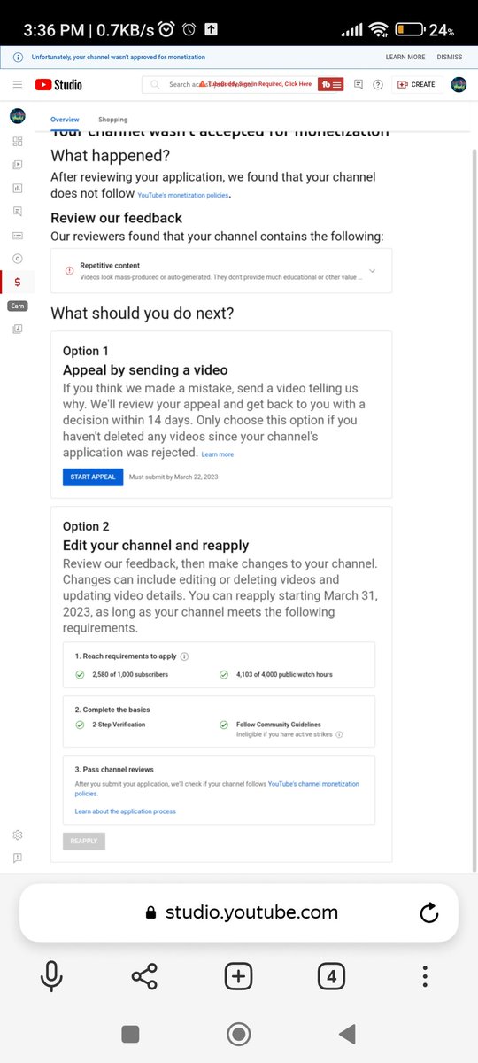 gamingimran21's tweet photo. @TeamYouTube My channel reapplied for monetization last February 28.  Gives me 1 March result.  'repetitive content' I am 100% sure there is no video repetitive content problem in my channel.  Please check the video on my channel. 
Channel url:https://t.co/f4uuDGoE4S https://t.co/bO5DKinsCl