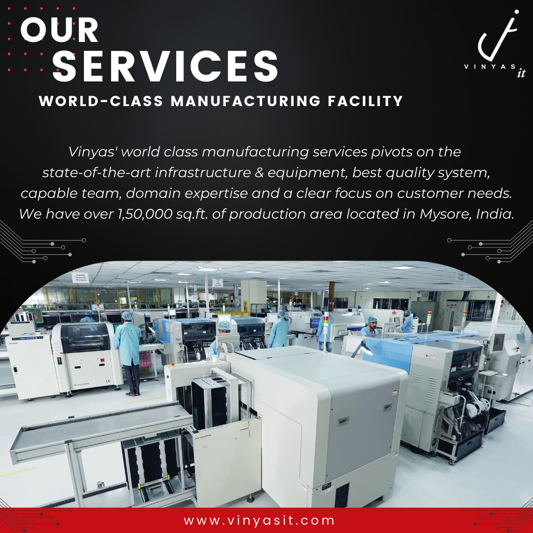 VinyasInnovati1's tweet photo. Spread over 1,50,000sq.ft. of production area, Vinyas has established a world-class facility which is equipped with high-tech manufacturing & testing equipment.
Visit: https://t.co/cBbN7sKpI6
#VinyasInnovativeTechnologies #LeadingEMSinIndia #WorldClassManufacturingFacility #India https://t.co/hAItyMGWPZ