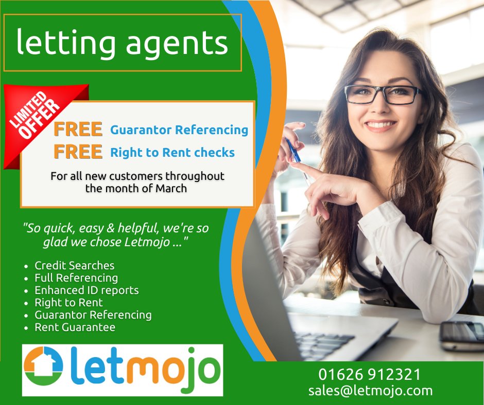 letmojo (@weareletmojo) on Twitter photo Spring has sprung with our fantastic Free Guarantors and Free Right to Rent offer !
Applies to New customers and their references completed throughout March 2023.
Call 01626 912321 or email sales@letmojo.com to register now and start your first reference. Spring has sprung with our fantastic Free Guarantors and Free Right to Rent offer !
Applies to New customers and their references completed throughout March 2023.
Call 01626 912321 or email sales@letmojo.com to register now and start your first reference.