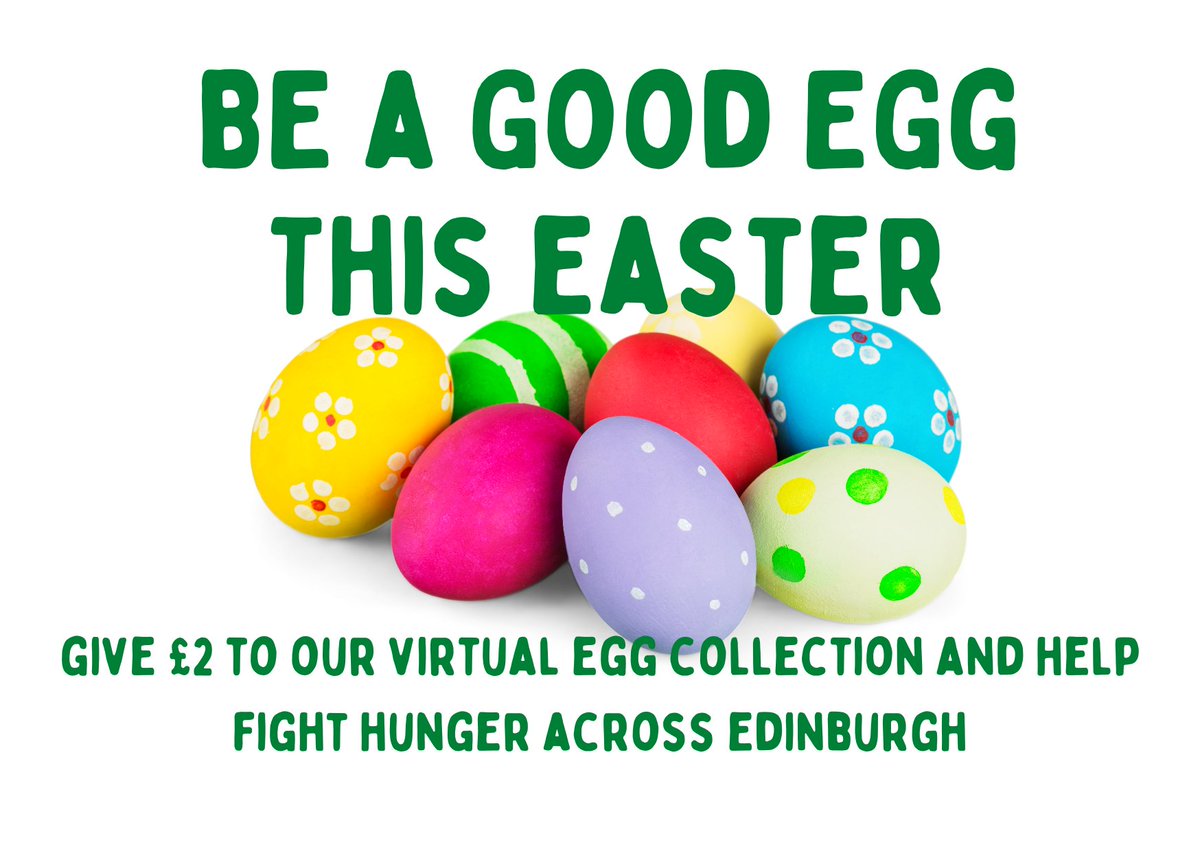 EdinFoodProject's tweet photo. Donate £2 (the cost of an average Easter egg) to Edinburgh Food Project or set up your own 'colleggtion.'  All money raised will help Edinburgh citizens visiting foodbanks across the city. https://t.co/QPqeHiafZG #Edinburgh #FoodBanks #GoodEgg https://t.co/6aSfqqYJH4