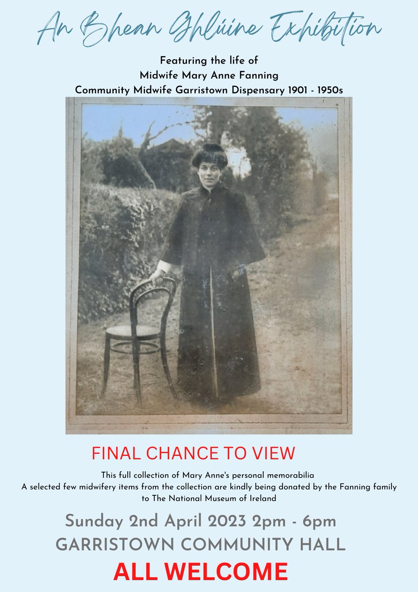 FingalHeritage's tweet photo. Mary Anne Fanning served her community of Garristown as a midwife for over 50 years. There is an opportunity to view Mary Anne's entire collection on Sunday 2nd April, Garristown Community Hall, before donation to the National Museum of Ireland #mnafhinegall #garristown https://t.co/ow3jJvlvin