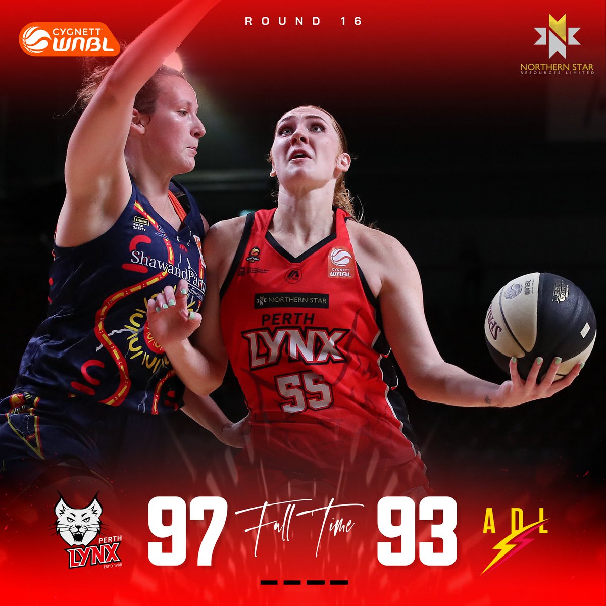 PerthLynx's tweet photo. [FULL TIME] Perth Lynx 97/ Adelaide Lightning 93

Huge performance, with contributions across the team!

📊 Leading Stats
Chloe Bibby - 22pts, 2reb
Sami Whitcomb - 21pts, 4reb
Amy Atwell - 17pts, 2reb
Robbi Ryan - 13pts, 2reb
Lauren Scherf - 14reb, 10ast

#wnbl23 #perthlynx https://t.co/pmJ9KjRt3k