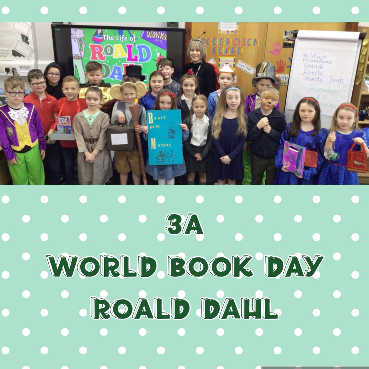 What an amazing effort today in Year 3 for #WorldBookDay! We have gone Roald Dahl mad! Matilda and Miss Trunchbull, Willy Wonka and his golden ticket, George and his marvellous medicine, The BFG and many more!