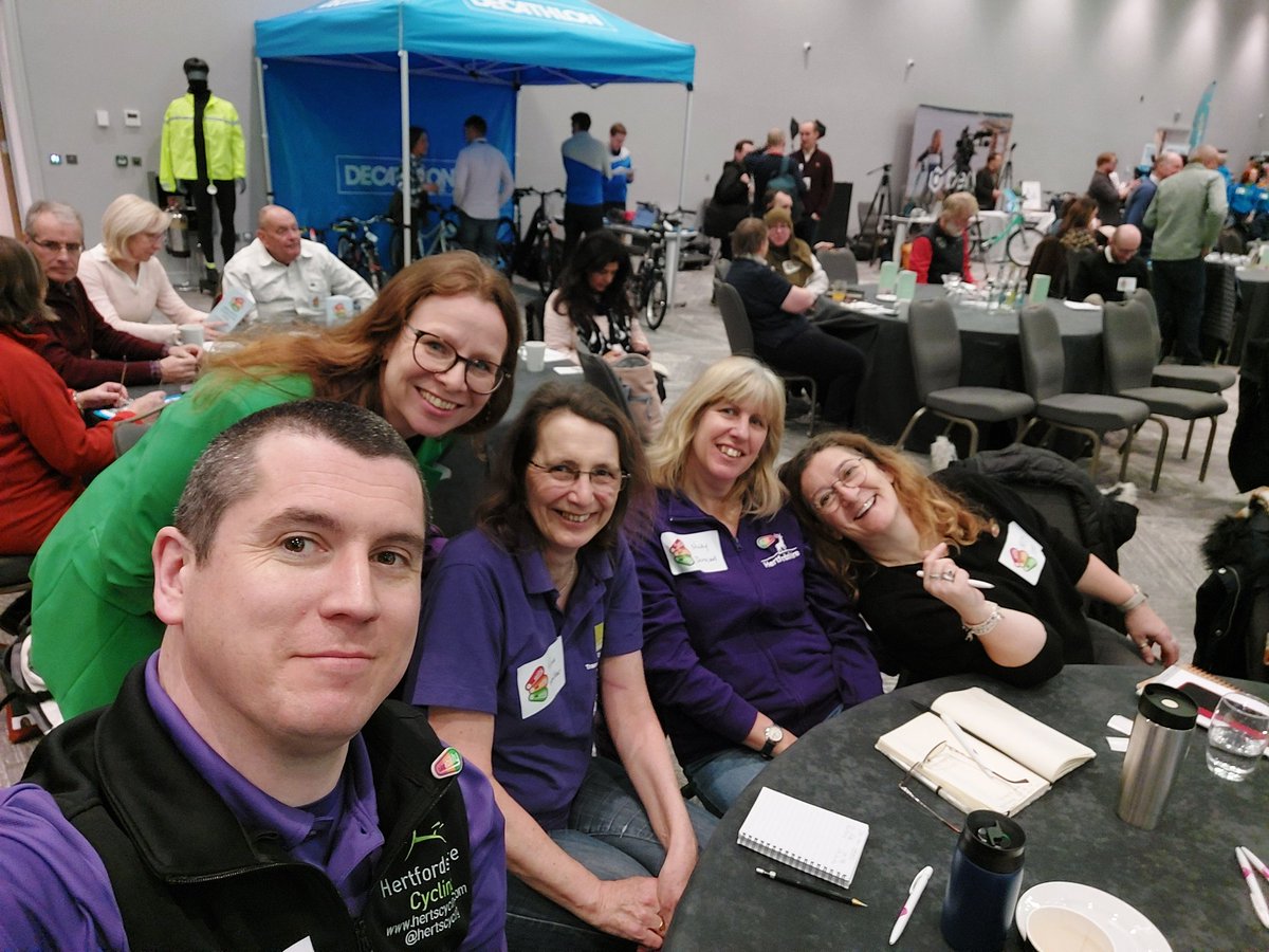 <a href="/BikeabilityUK/">Bikeability</a> <a href="/EmilyCherryCEO/">Emily Cherry</a> The @hertscycling team (and Essex <a href="/SaferEssexRoads/">SaferEssexRoads</a> photobombing) are here looking forward to hearing from all the speakers. #Bikeability