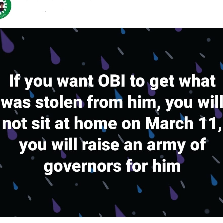 realkenokonkwo's tweet photo. Dear Obidients, 
NO RETREAT, NO SURRENDER:
Let me say that I am very proud of you. You won the FCT and Lagos with a wide margin even by their concocted results. This confirms that you are neither ethnic nor religious in your composition or agitation for a new Nigeria. Con ... https://t.co/Mms3zoSREO
