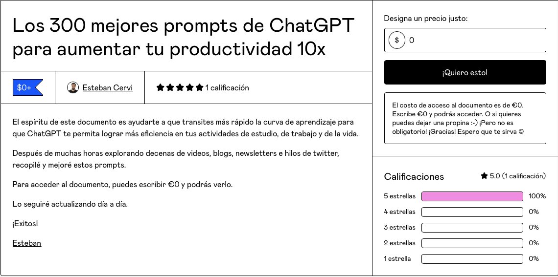 EstebanCervi's tweet image. Humanamente imposible responder a todos los mensajes así que comparto el link con acceso al documento de 300 prompts para ChatGPT:

estebancervi.gumroad.com/l/chatgpt

Escribe €0 (o bienvenida tu propina para un café) y podrás verlo. ¡Éxitos!